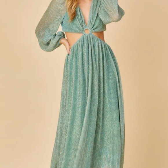 Shimmer Blue Cut Out Dress - Picture 3 of 3